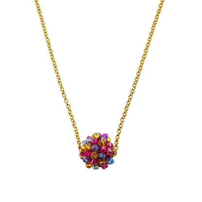 Electric-Blue-Yellow-Fuchsia-Gold-Mini-Crystal-Sphere-Maya-Handmade-Crochet-Necklace-Deteail-18k-gold-filled-wire-hypoallergenic-lightweight-statement-brazilian-soul-collection
