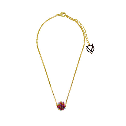 Electric-Blue-Yellow-Fuchsia-Gold-Mini-Crystal-Sphere-Maya-Handmade-Crochet-Necklace-18k-gold-filled-wire-hypoallergenic-lightweight-statement-brazilian-soul-collection