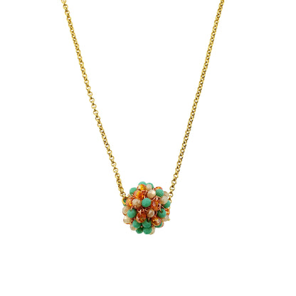 Electric-Green-Pink-Purple-Orange-Gold-Mini-Crystal-Sphere-Maya-Handmade-Crochet-Necklace-detail-18k-gold-filled-wire-hypoallergenic-lightweight-statement-brazilian-soul-collection
