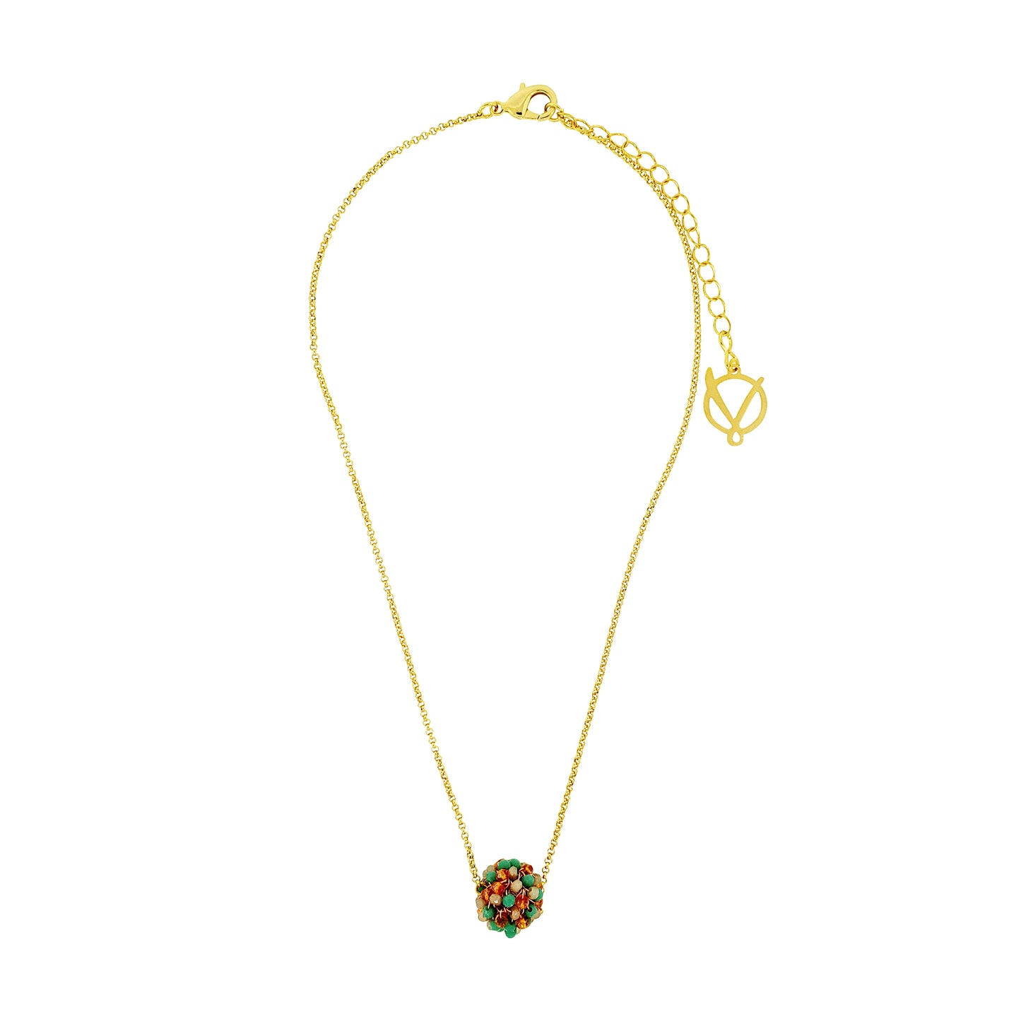 Electric-Green-Pink-Purple-Orange-Gold-Mini-Crystal-Sphere-Maya-Handmade-Crochet-Necklace-18k-gold-filled-wire-hypoallergenic-lightweight-statement-brazilian-soul-collection