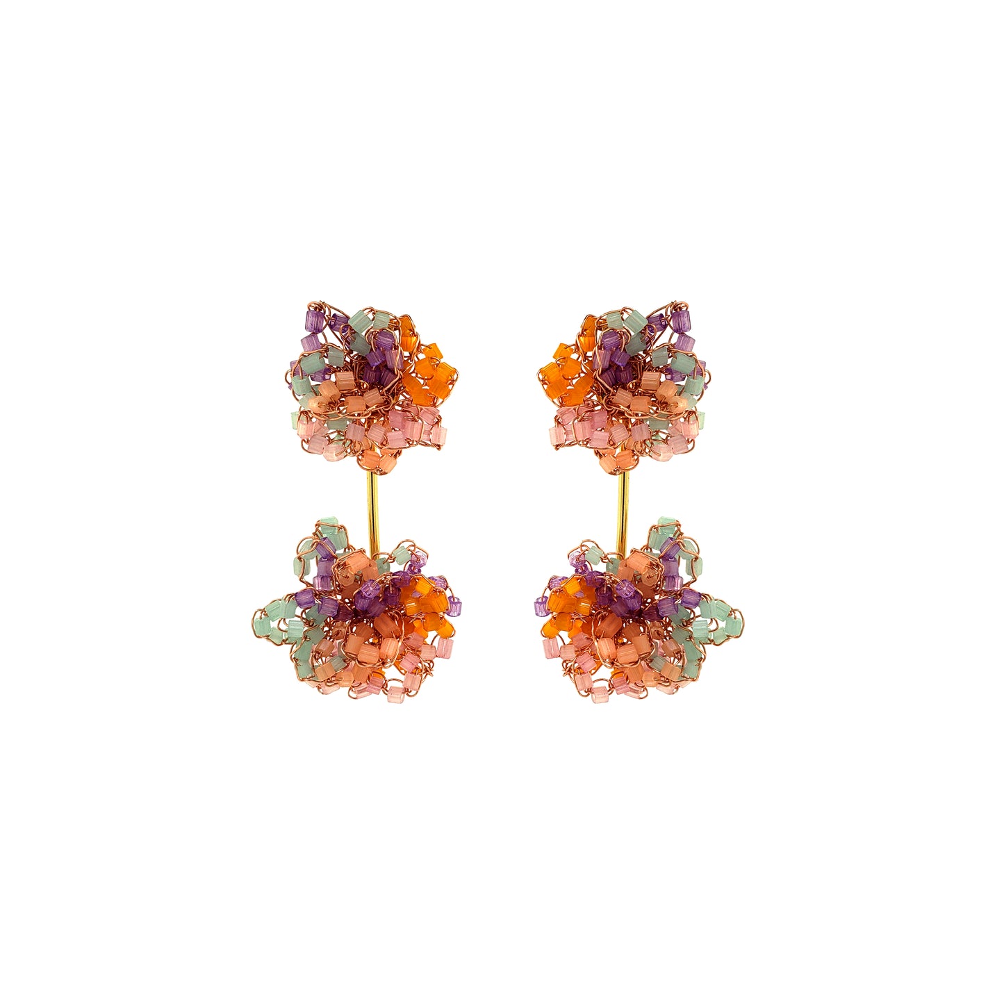 Flower-Dangle-Green-Orange-Purple-Pink-Gold-Agatha-Drop-Handmade-Crochet-Earrings-18k-gold-filled-wire-hypoallergenic-lightweight-statement-brazilian-soul-collection