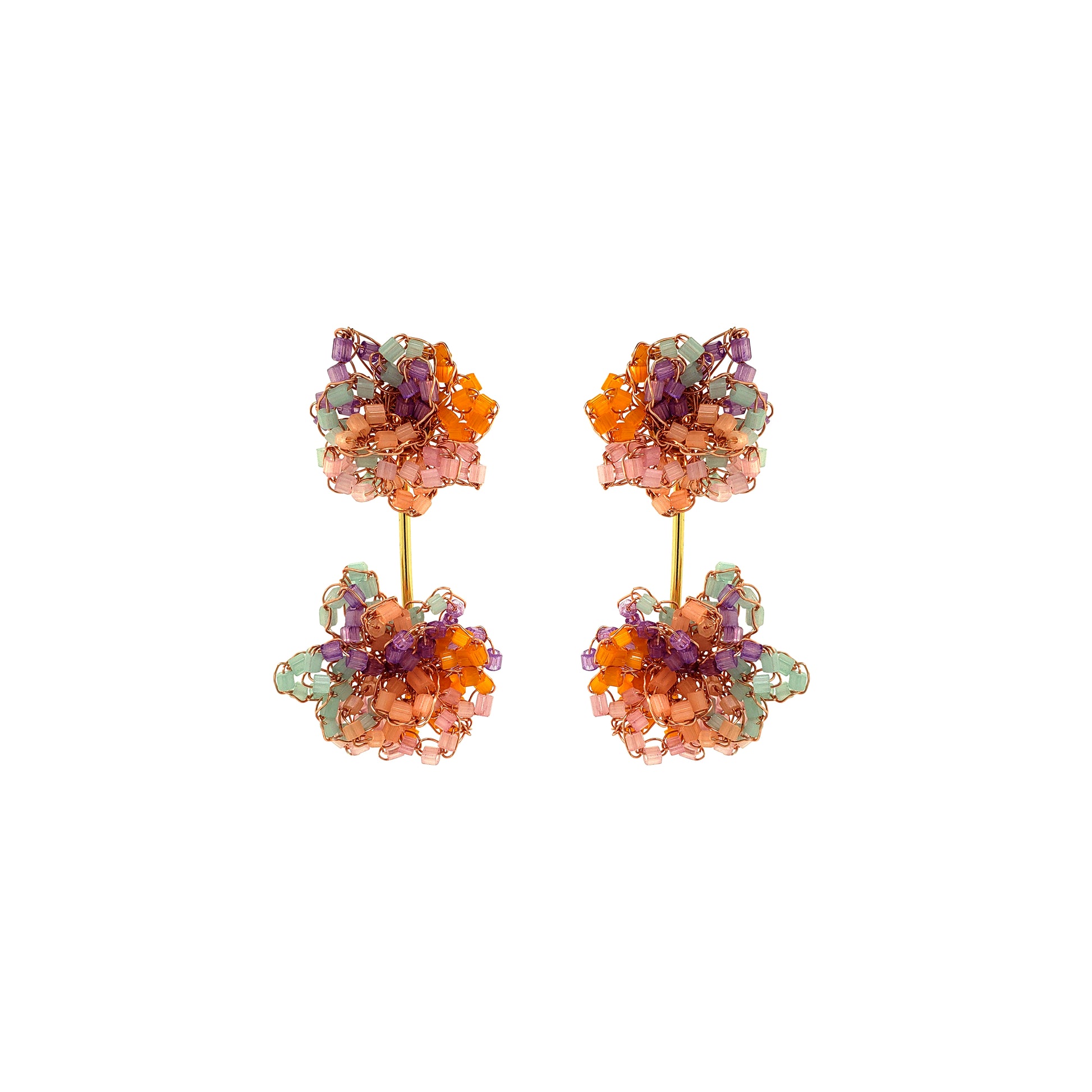 Flower-Dangle-Green-Orange-Purple-Pink-Gold-Agatha-Drop-Handmade-Crochet-Earrings-18k-gold-filled-wire-hypoallergenic-lightweight-statement-brazilian-soul-collection