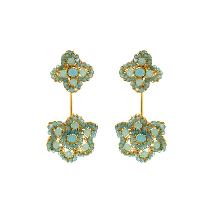 Flower-Drop-Aqua-Blue-Gold-Poppy-Dangle-Handmade-Crochet-Earrings-18k-gold-filled-wire-hypoallergenic-lightweight-statement-soul-collection