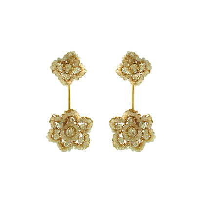 Flower-Drop-Cream-White-Gold-Poppy-Dangle-Handmade-Crochet-Earrings-18k-gold-filled-wire-hypoallergenic-lightweight-statement-soul-collection