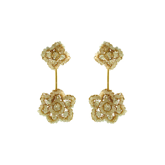Flower-Drop-Cream-White-Gold-Poppy-Dangle-Handmade-Crochet-Earrings-18k-gold-filled-wire-hypoallergenic-lightweight-statement-soul-collection
