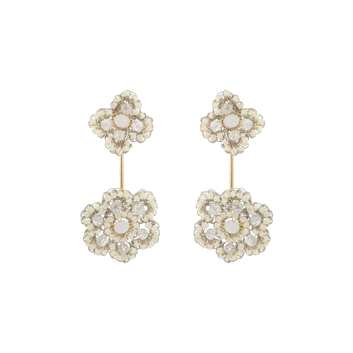 Flower-Drop-Raffia-Beige-Gold-Poppy-Dangle-Handmade-Crochet-Earrings-18k-gold-filled-wire-hypoallergenic-lightweight-statement-soul-collection