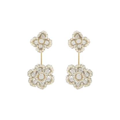 Flower-Drop-Raffia-Beige-Gold-Poppy-Dangle-Handmade-Crochet-Earrings-18k-gold-filled-wire-hypoallergenic-lightweight-statement-soul-collection