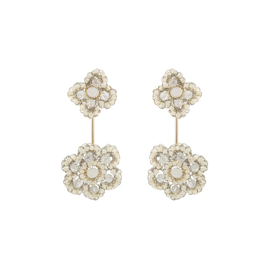 Flower-Drop-Raffia-Beige-Gold-Poppy-Dangle-Handmade-Crochet-Earrings-18k-gold-filled-wire-hypoallergenic-lightweight-statement-soul-collection