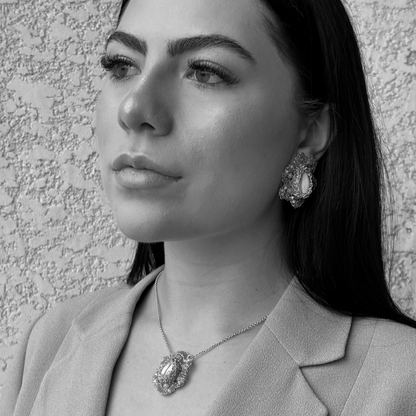 Flower-Gold-Cowrie-Post-Handmade-Crochet-Earrings-Necklace-18k-gold-filled-wire-hypoallergenic-lightweight-statement-soul-collection-model