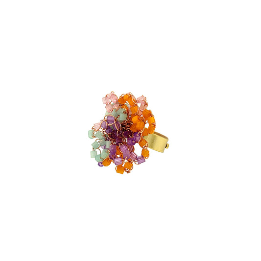 Flower-Green-Pink-Purple-Orange-Drizzle-Handmade-Crochet-Ring-18k-gold-filled-wire-hypoallergenic-lightweight-statement-brazilian-soul-collection