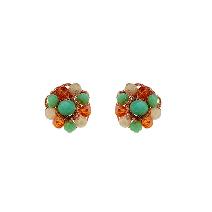Flower-small-Green-Orange-Beige-Gold-Chloe-Post-Handmade-Crochet-Earrings-18k-gold-filled-wire-hypoallergenic-lightweight-statement-brazilian-soul-collection