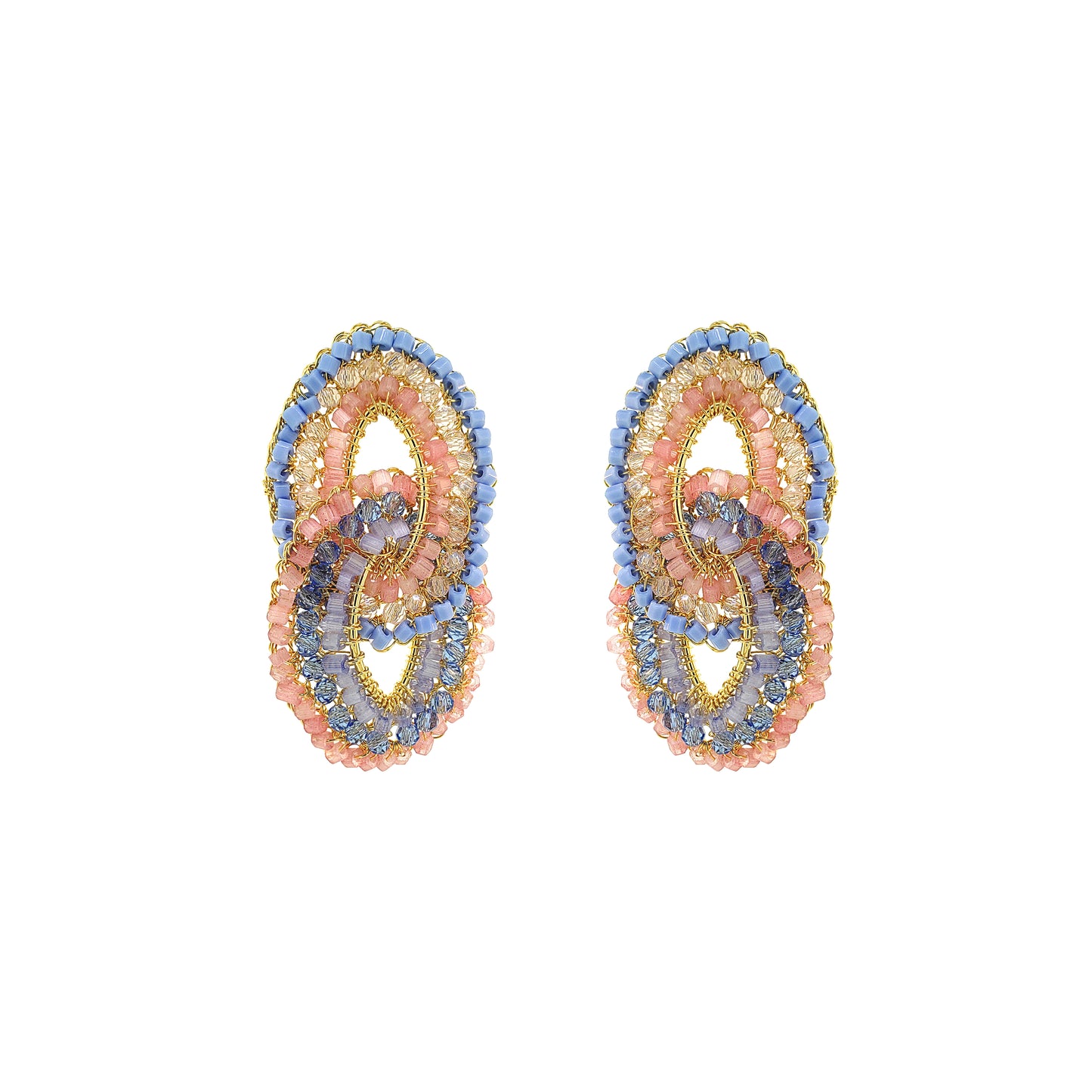 Geometric-Light-Pink-Blue-Gold-Kai-Duo-Handmade-Crochet-Earrings-18k-gold-filled-wire-hypoallergenic-lightweight-statement-soul-collection