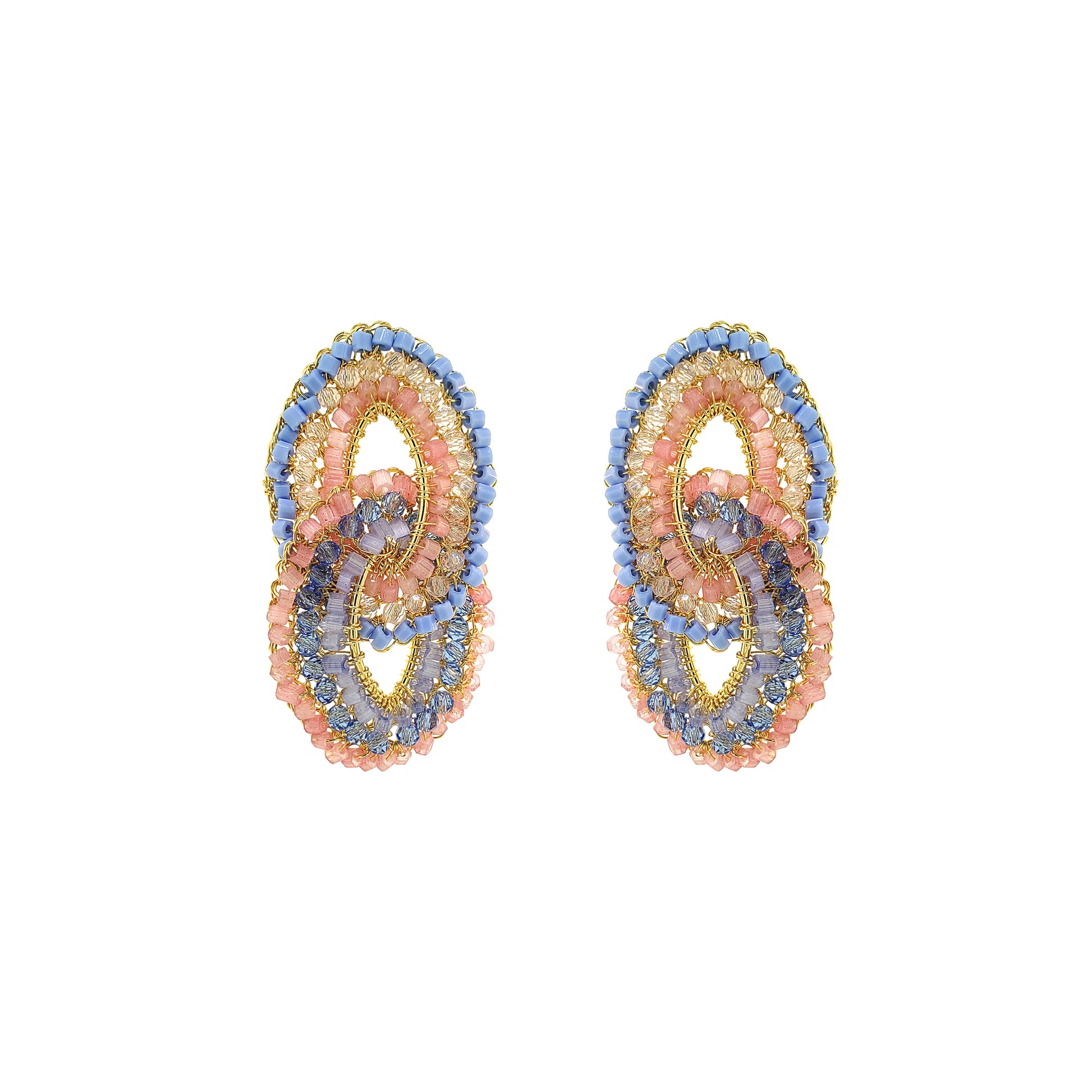Geometric-Light-Pink-Blue-Gold-Kai-Duo-Handmade-Crochet-Earrings-18k-gold-filled-wire-hypoallergenic-lightweight-statement-soul-collection