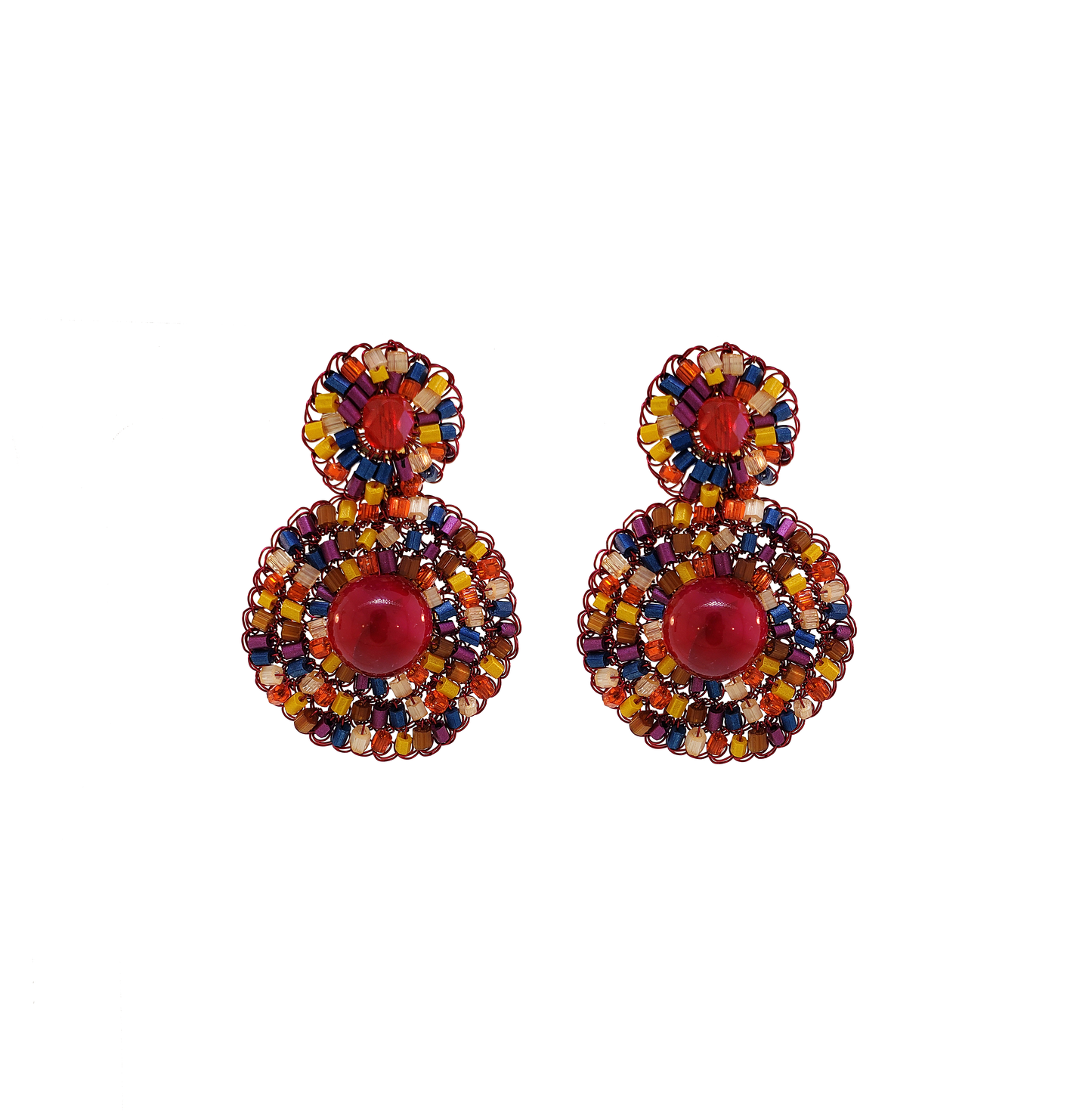 Multi & Red Mix Hollie Mandala Handmade Crochet Earrings