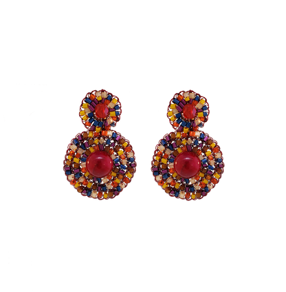 Multi & Red Mix Hollie Mandala Handmade Crochet Earrings