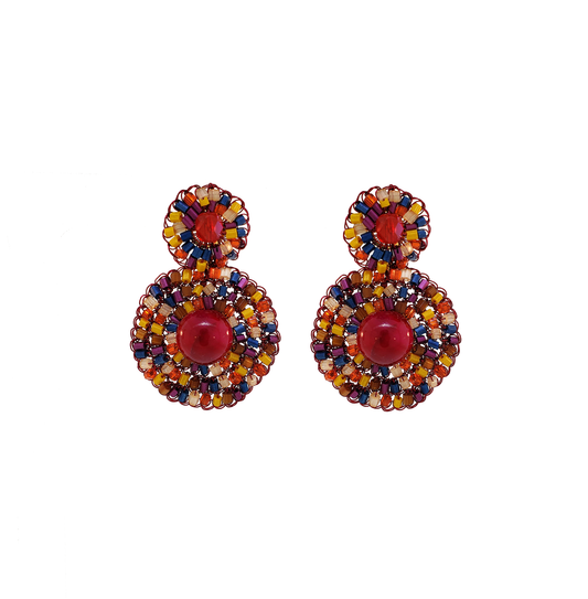Multi & Red Mix Hollie Mandala Handmade Crochet Earrings