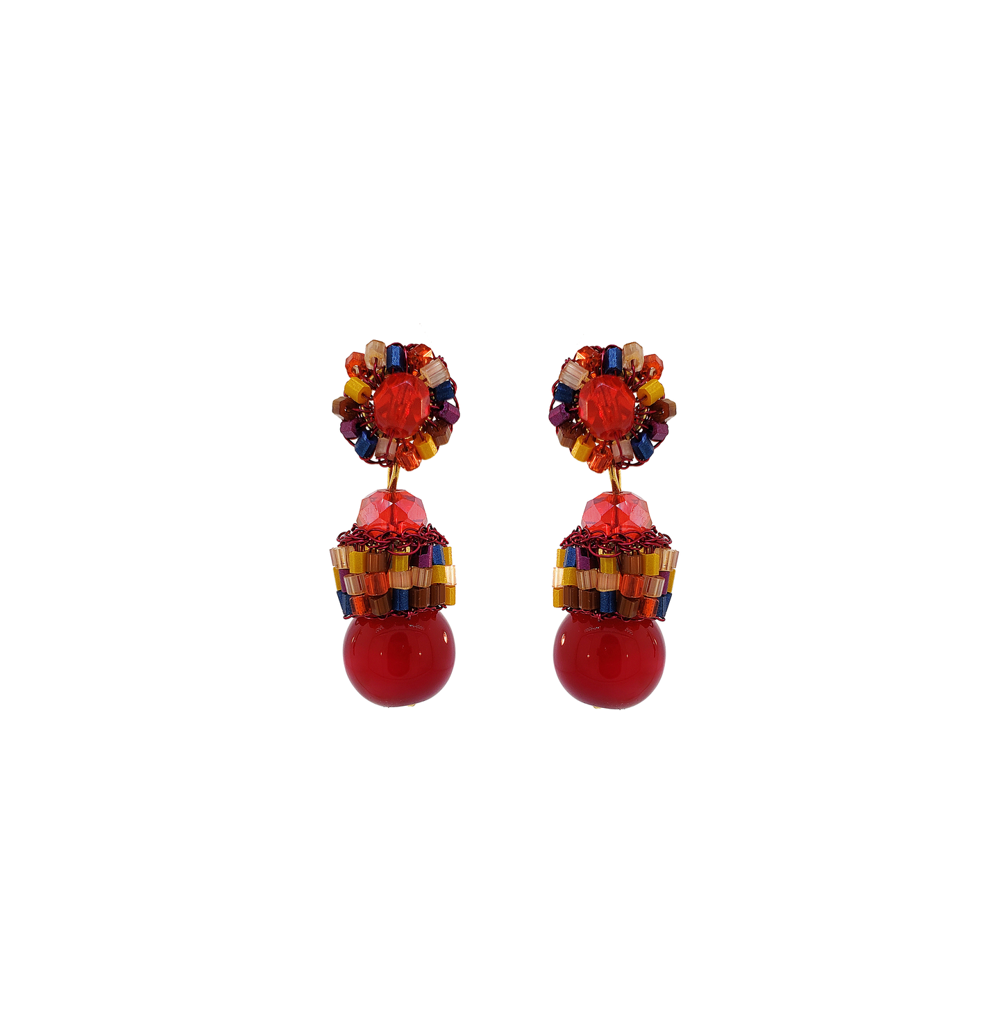 Multi & Red Mix Hollie Dangle Handmade Crochet Earrings