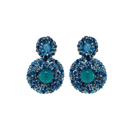 Blue Mix Hollie Mandala Handmade Crochet Earrings