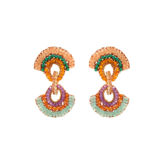 Half-Mandala-Interlock-Links-Green-Pink-Purple-Orange-Gold-Hannah-Handmade-Crochet-Earrings-Dangle-18k-gold-filled-wire-hypoallergenic-lightweight-statement-brazilian-soul-collection