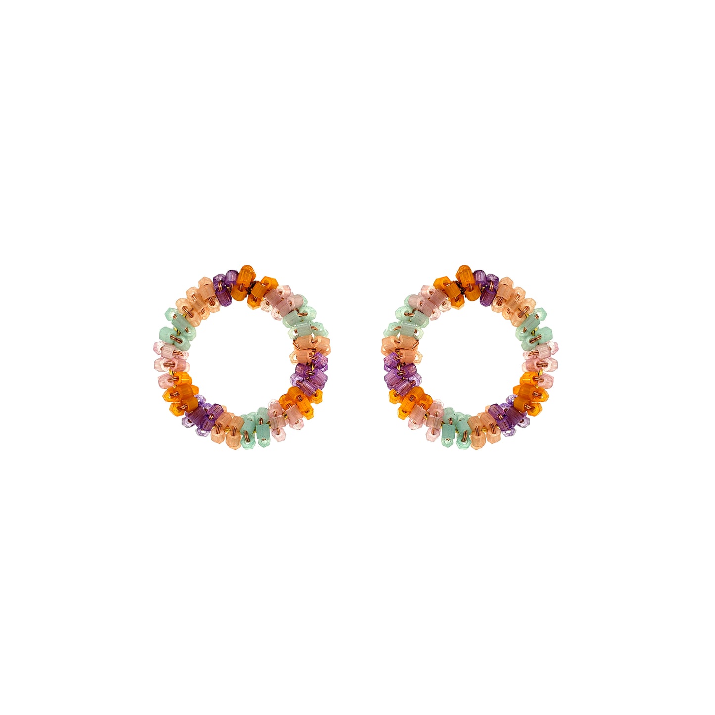 Hoop-Circle-Green-Orange-Purple-Pink-Salvia-Post-Handmade-Crochet-Earrings-18k-gold-filled-wire-hypoallergenic-lightweight-statement-brazilian-soul-collection