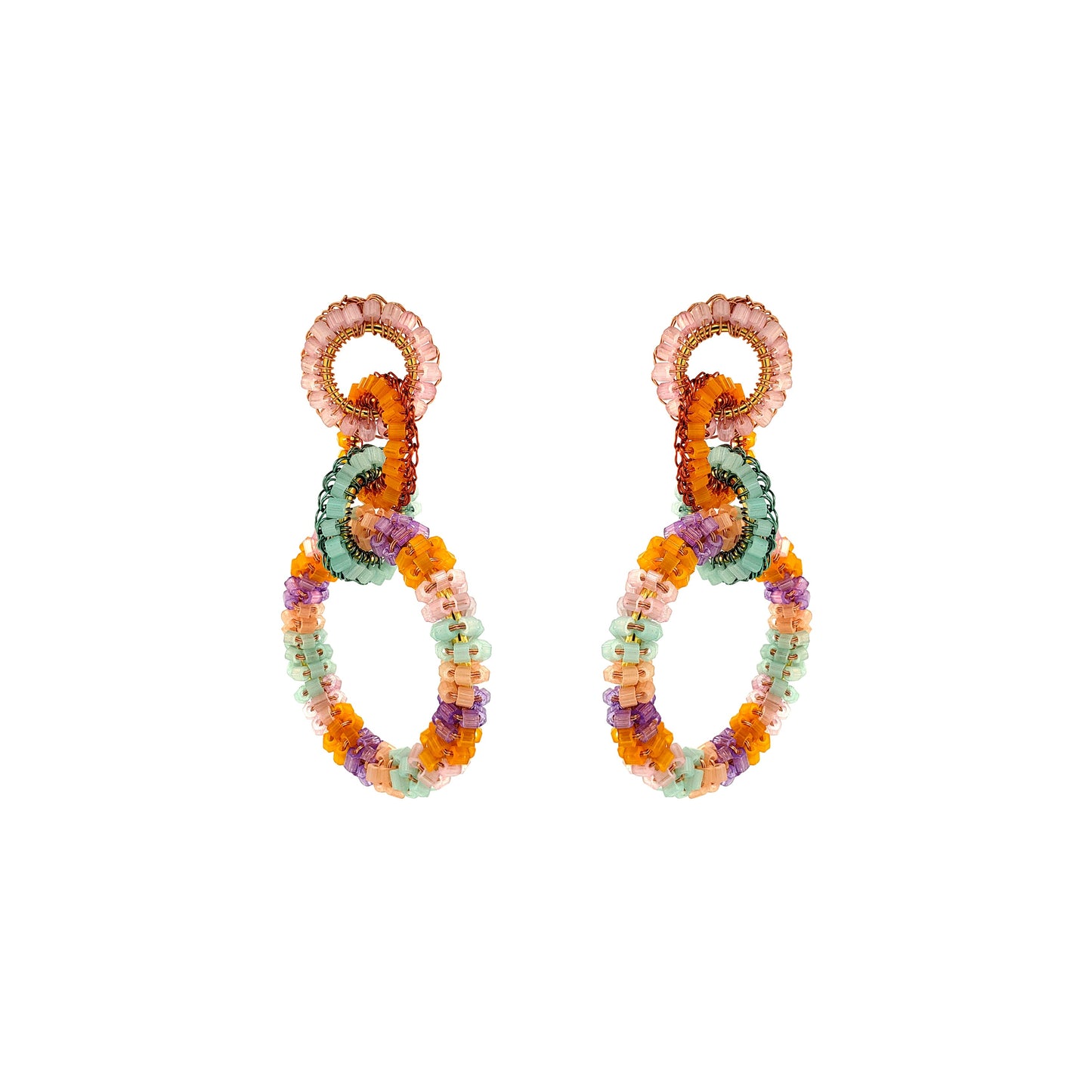 Interlock-Links-Green-Pink-Purple-Orange-Lexie-Chandelier-Handmade-Crochet-Earrings-18k-gold-filled-wire-hypoallergenic-lightweight-statement-brazilian-soul-collection