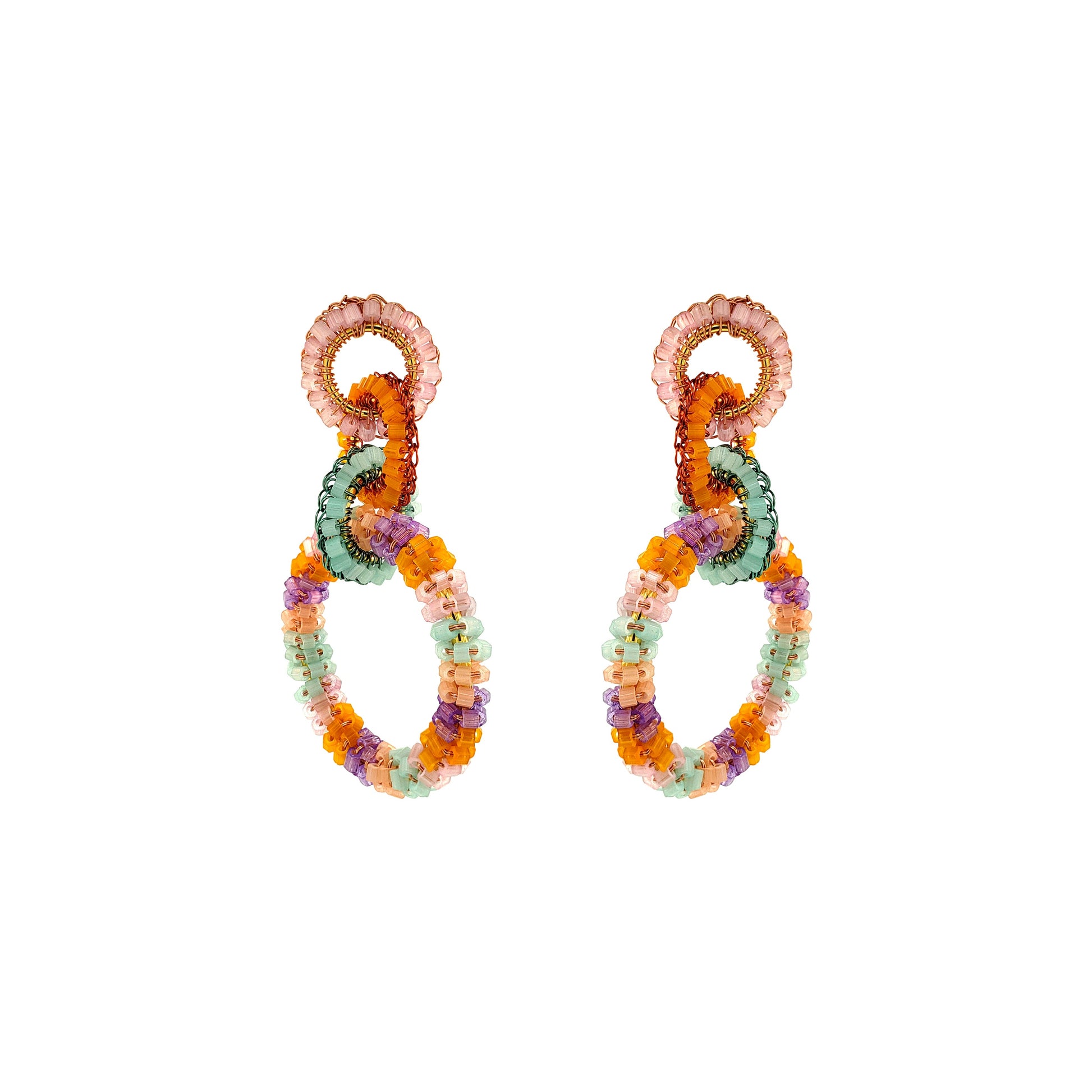Interlock-Links-Green-Pink-Purple-Orange-Lexie-Chandelier-Handmade-Crochet-Earrings-18k-gold-filled-wire-hypoallergenic-lightweight-statement-brazilian-soul-collection