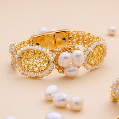 White Howlite Mix Nyla Mini Handmade Crochet Bracelet