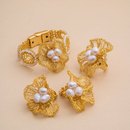 White Howlite Mix Nyla Handmade Crochet Bracelet