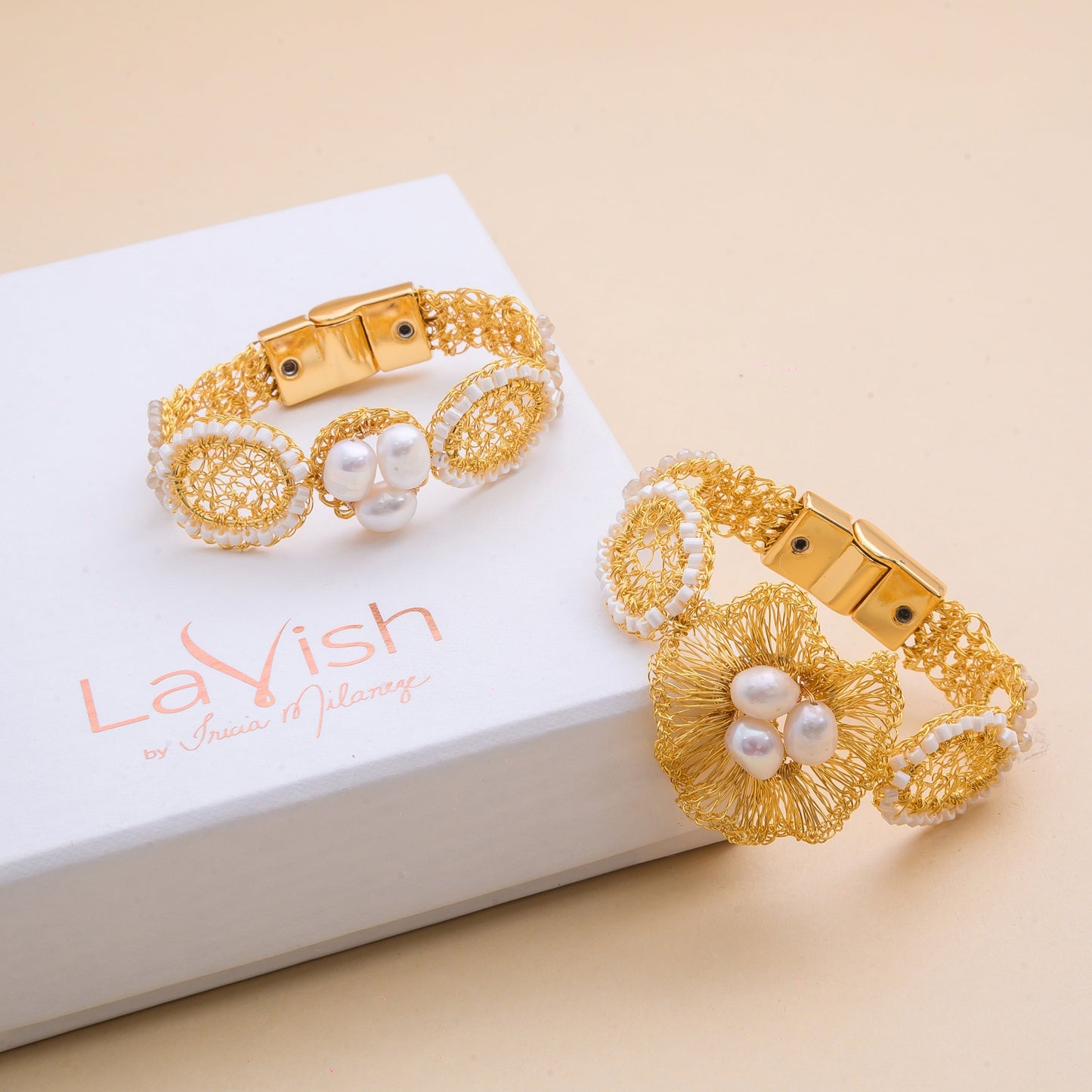 White Howlite Mix Nyla Handmade Crochet Bracelet