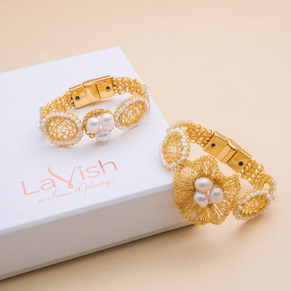 White Howlite Mix Nyla Handmade Crochet Bracelet