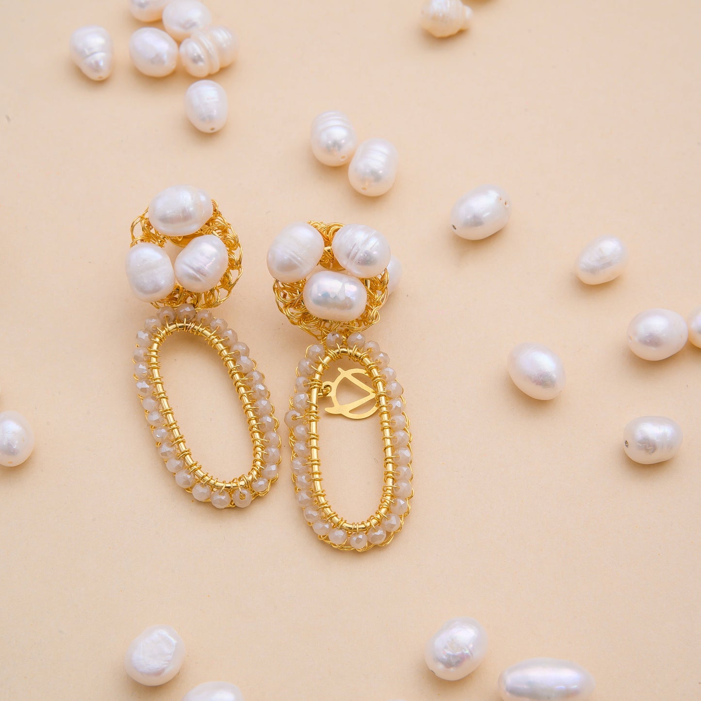 White Howlite Mix Nyla Link Handmade Crochet Earrings