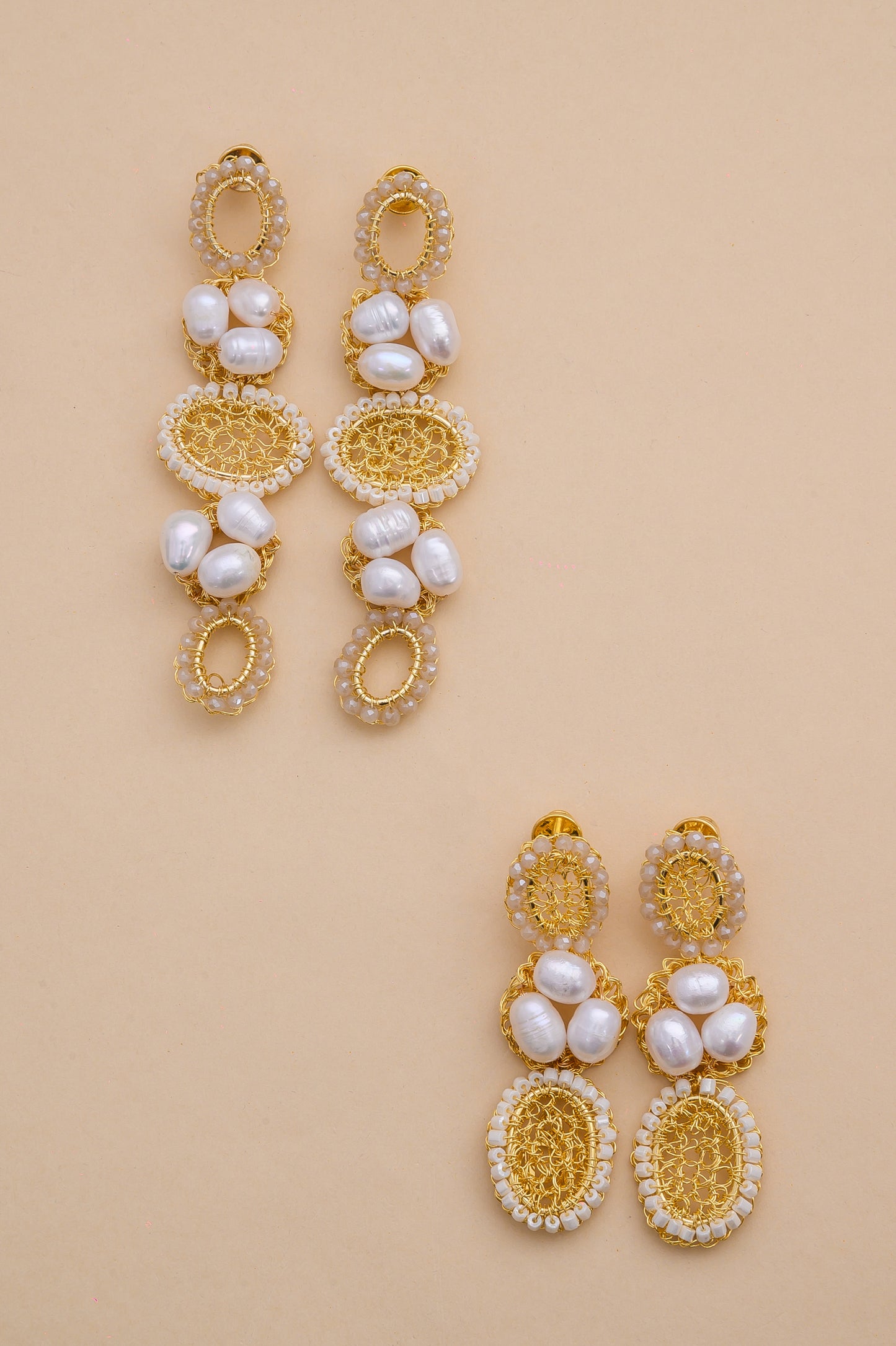White Howlite Mix Nyla Cascade Handmade Crochet Earrings