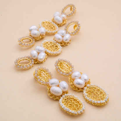 White Howlite Mix Nyla Cascade Handmade Crochet Earrings