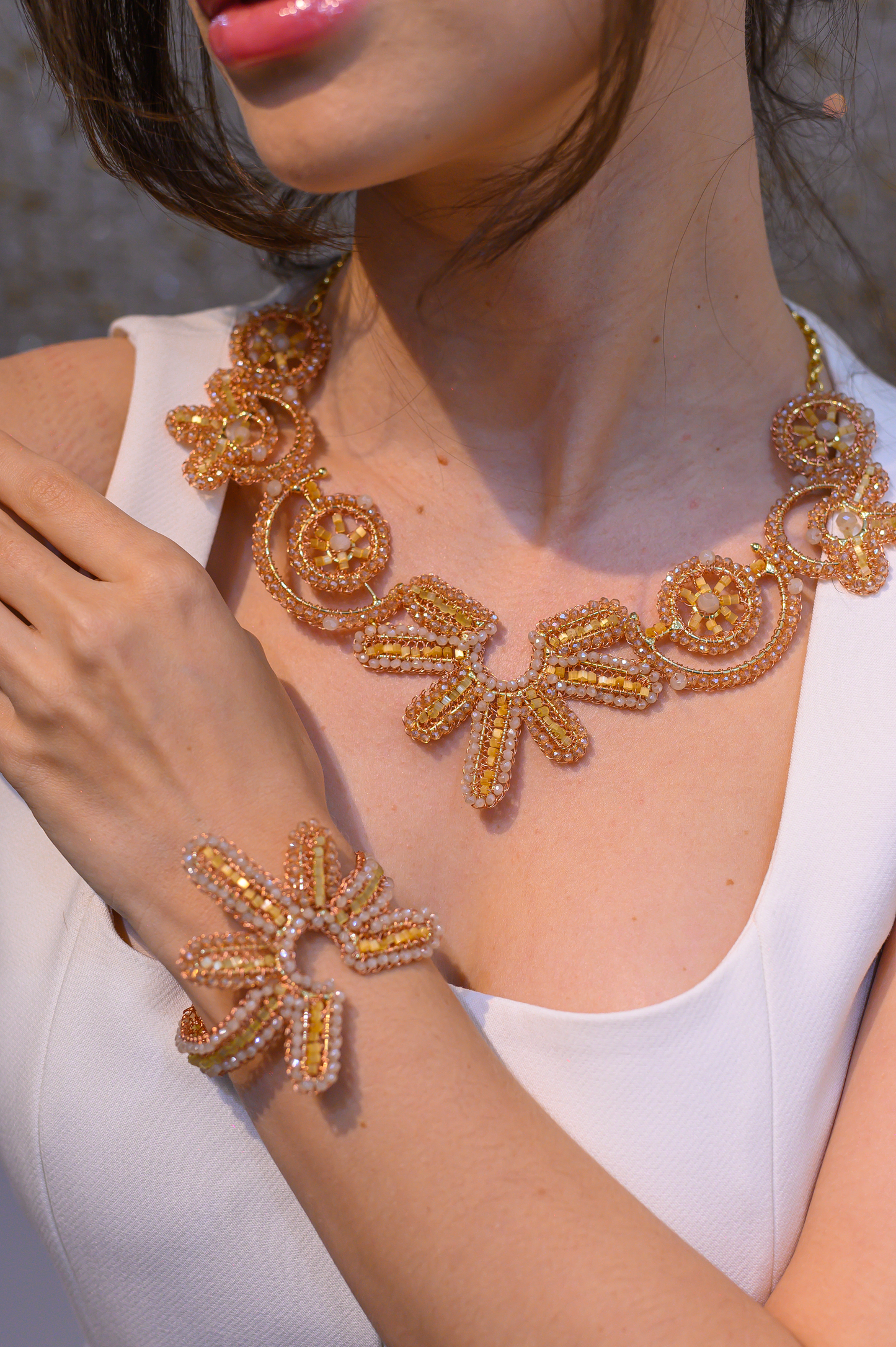 Butter Yellow Mix Solara Maxi Handmade Necklace