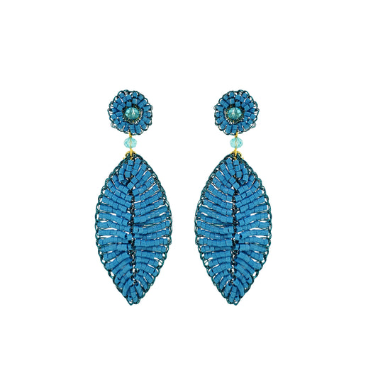 Long-Electric-Blue-Leaf-Handmade-Crochet-Earrings-18k-gold-filled-wire-hypoallergenic-lightweight-statement-brazilian-soul-collection