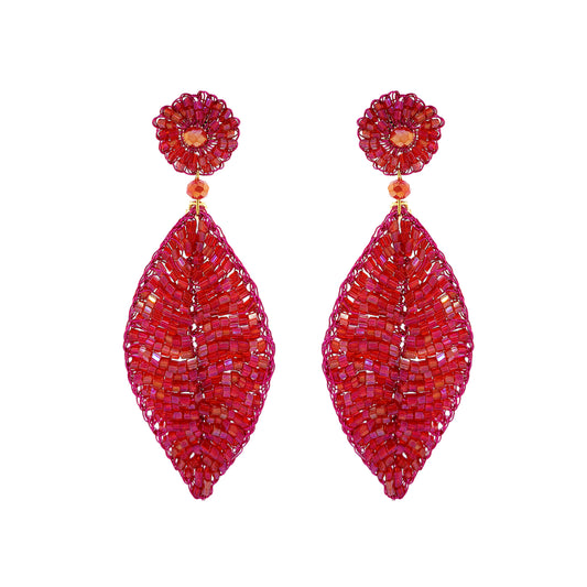 Long-Electric-Fuchsia-Leaf-Handmade-Crochet-Earrings-18k-gold-filled-wire-hypoallergenic-lightweight-statement-brazilian-soul-collection