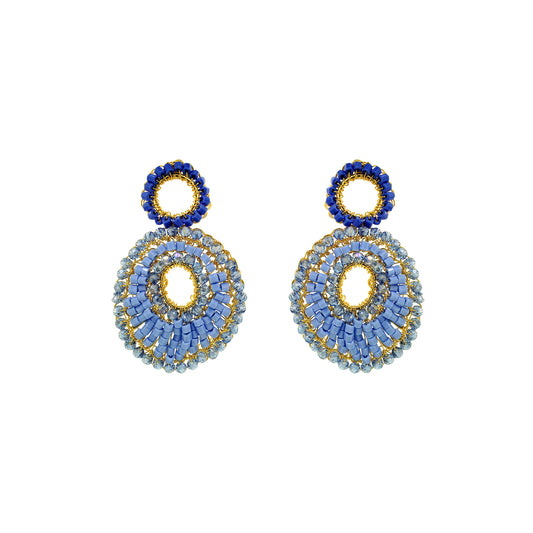 Mandala-Blue-Gold-Ellen-Handmade-Crochet-Earrings-18k-gold-filled-wire-hypoallergenic-lightweight-statement-soul-collection