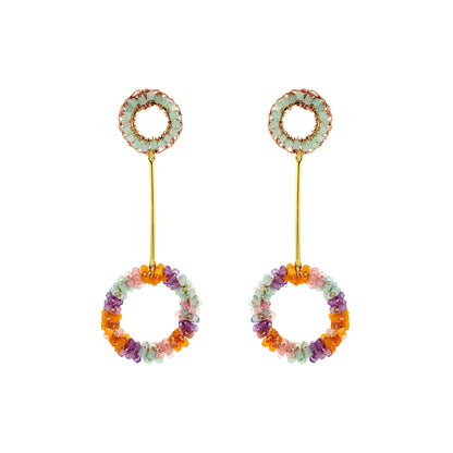 Mandala-Dangle-Green-Pink-Purple-Orange-Gold-Bowie-Handmade-Crochet-Earrings-18k-gold-filled-wire-hypoallergenic-lightweight-statement-brazilian-soul-collection
