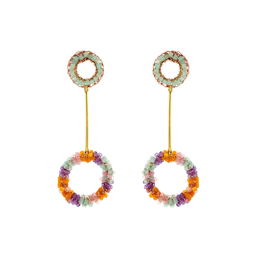 Mandala-Dangle-Green-Pink-Purple-Orange-Gold-Bowie-Handmade-Crochet-Earrings-18k-gold-filled-wire-hypoallergenic-lightweight-statement-brazilian-soul-collection