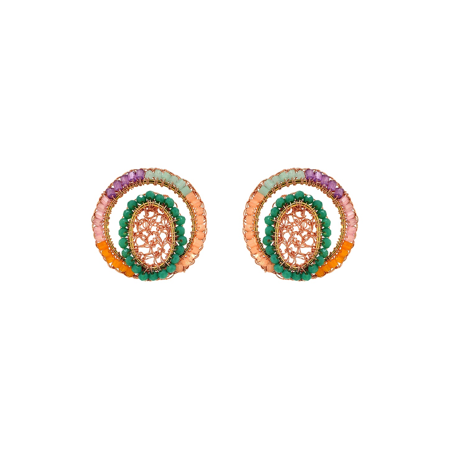 Maxi-Circle-Green-Purple-Pink-Orange-Mandy-Post-Handmade-Crochet-Earrings-18k-gold-filled-wire-hypoallergenic-lightweight-statement-brazilian-soul-collection