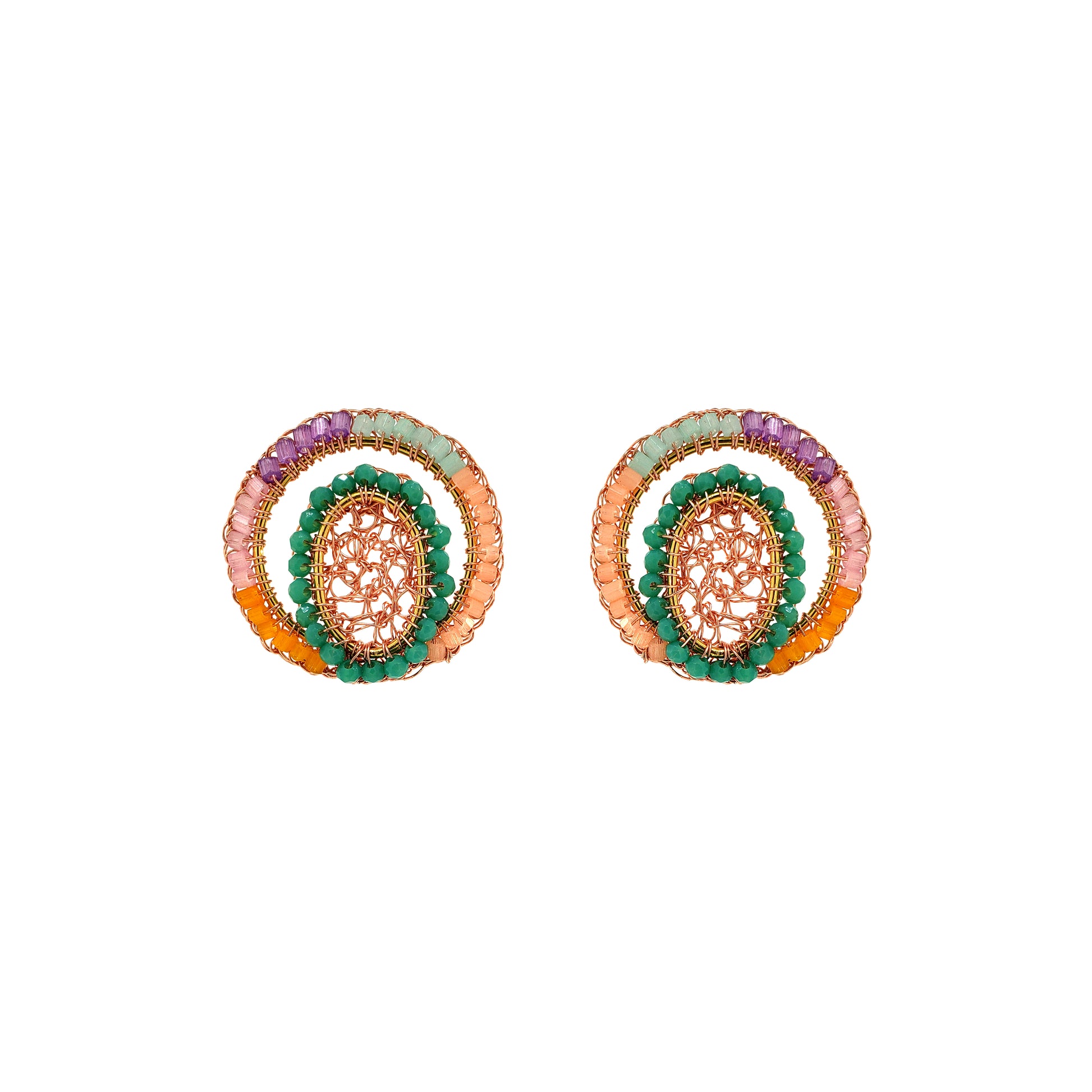 Maxi-Circle-Green-Purple-Pink-Orange-Mandy-Post-Handmade-Crochet-Earrings-18k-gold-filled-wire-hypoallergenic-lightweight-statement-brazilian-soul-collection