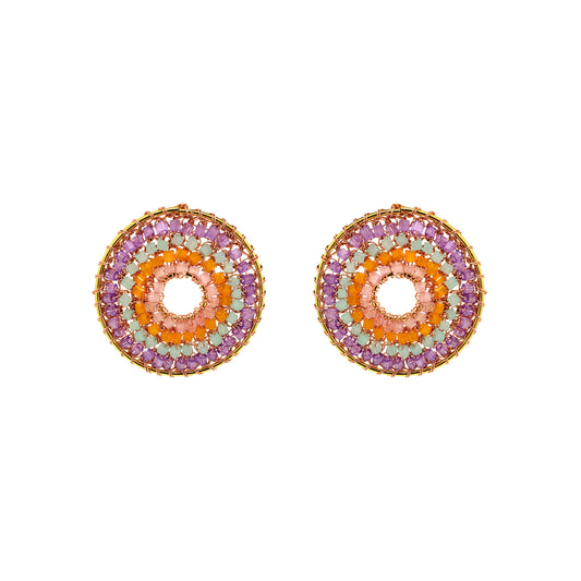 Maxi-Mandala-Green-Pink-Purple-Orange-Gold-Gush-Post-Handmade-Crochet-Earrings-18k-gold-filled-wire-hypoallergenic-lightweight-statement-brazilian-soul-collection