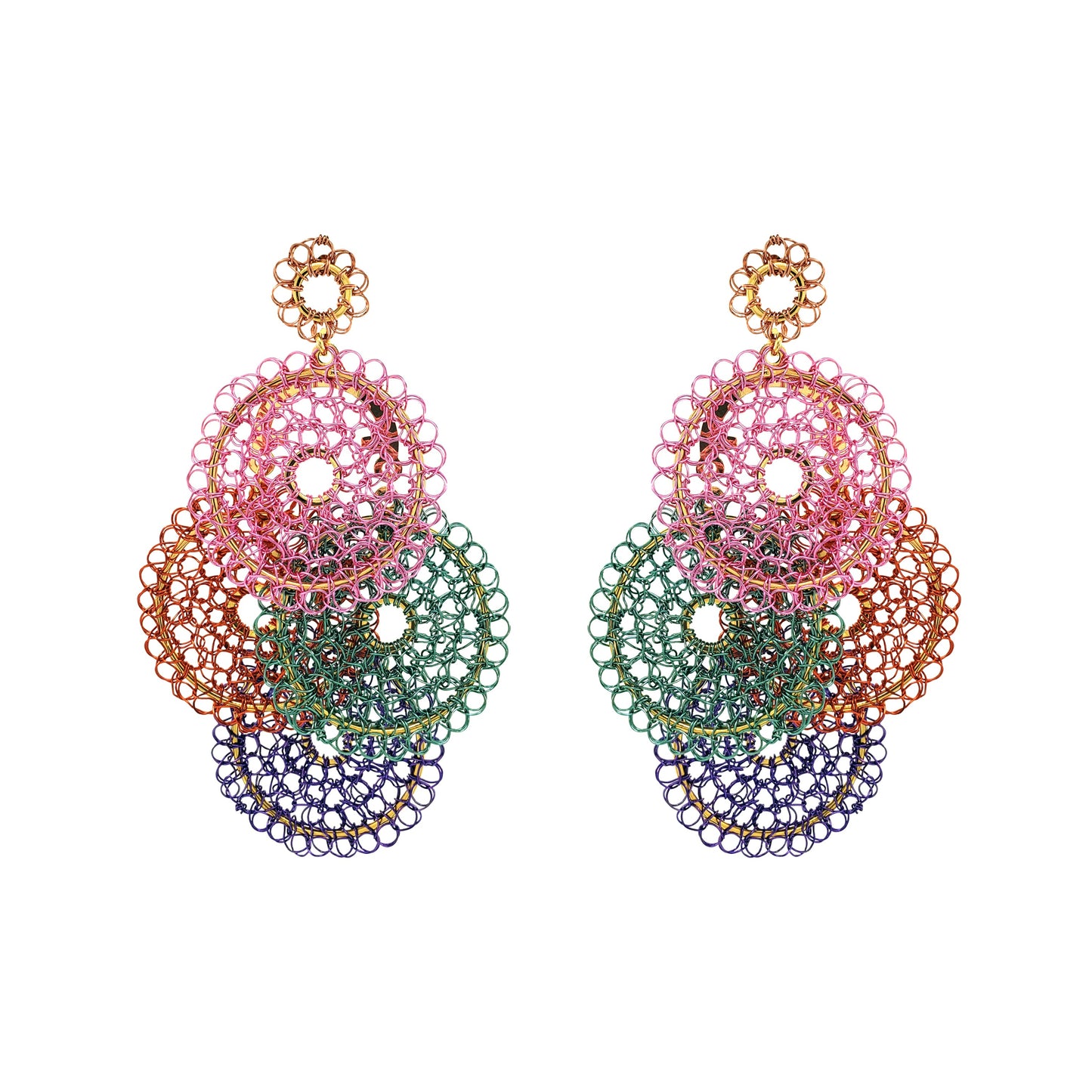 Mesh-Mandala-Green-Pink-Purple-Orange-Juliette-Maxi-Chandelier-Handmade-Crochet-Earrings-18k-gold-filled-wire-hypoallergenic-lightweight-statement-brazilian-soul-collection