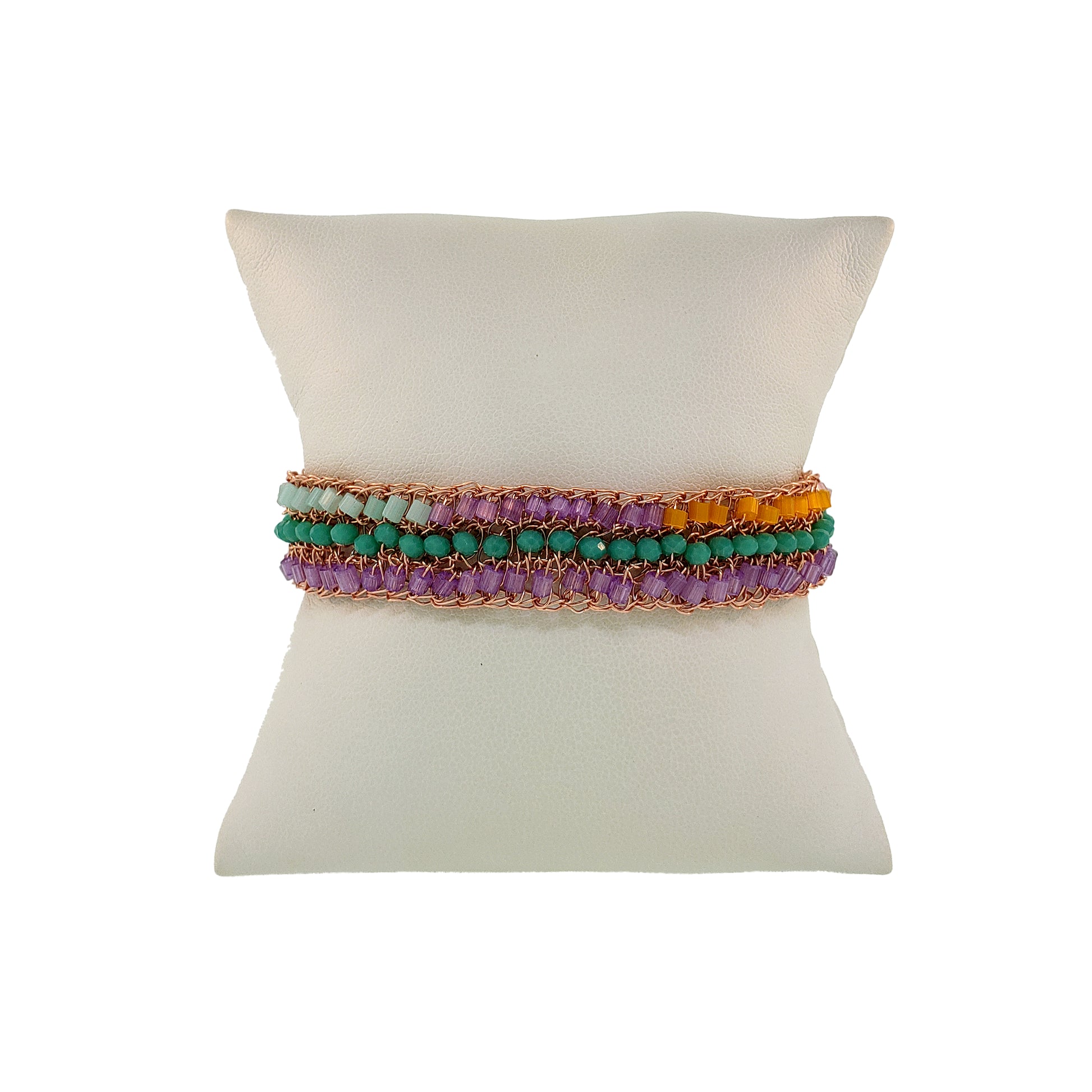 Narrow-Classic-Geometric-Green-Pink-Purple-Orange-Ziggy-Handmade-Crochet-Bracelet-18k-gold-filled-wire-hypoallergenic-lightweight-statement-brazilian-soul-collection-DETAIL