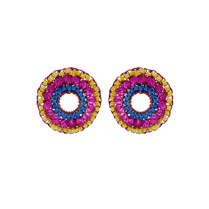 Open-Mandala-Blue-Yellow-Fuchsia-Gold-Gush-Post-Handmade-Crochet-Earrings-18k-gold-filled-wire-hypoallergenic-lightweight-statement-brazilian-soul-collection