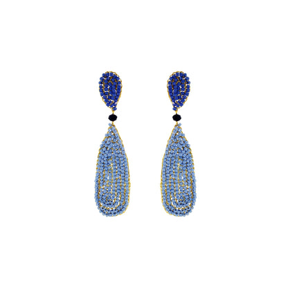 Organic-Blue-Gold-Marina-Long-Dangle-Handmade-Crochet-Earrings-18k-gold-filled-wire-hypoallergenic-lightweight-statement-soul-collection