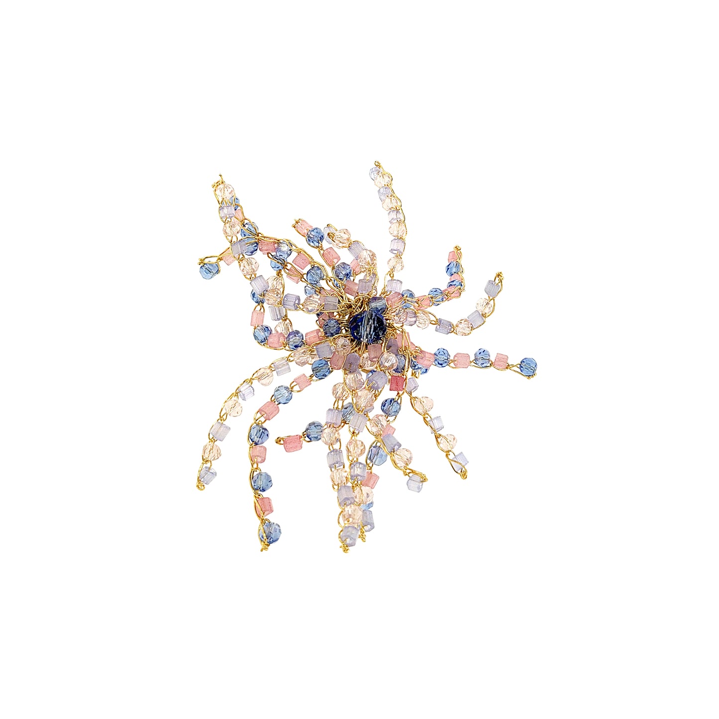 Organic-Cluster-Blue-Pink-Gold-Oceanus-Handmade-Crochet-Ring-18k-gold-filled-wire-hypoallergenic-lightweight-statement-soul-collection