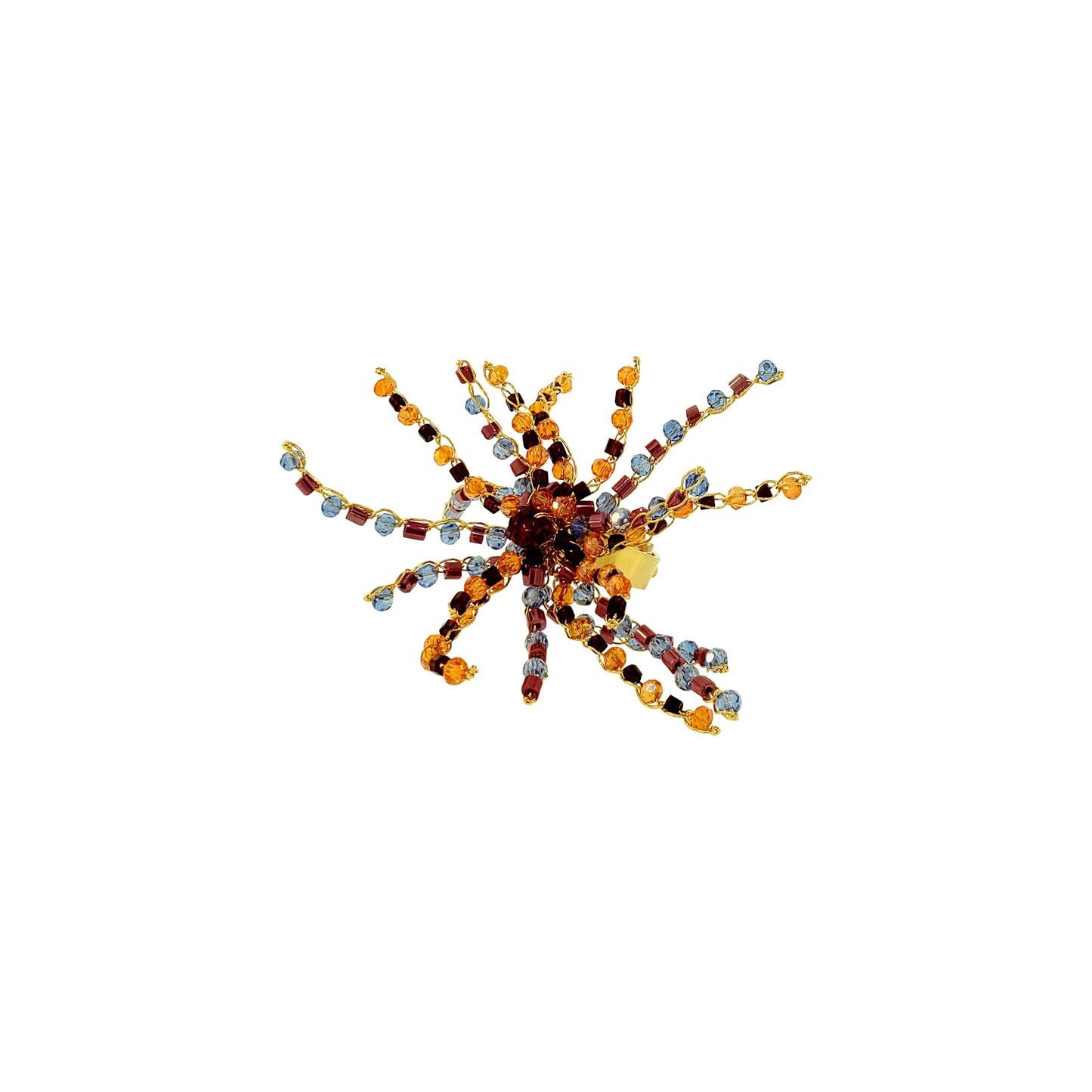 Organic-Cluster-Blue-Red-Orange-Gold-Oceanus-Handmade-Crochet-Ring-18k-gold-filled-wire-hypoallergenic-lightweight-statement-soul-collection