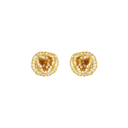 Organic-Floral-Cream-white-clear-Gold-Jasmine-Mini-Post-Handmade-Crochet-Earrings-18k-gold-filled-wire-hypoallergenic-lightweight-statement-soul-collection