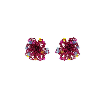 Organic-Stud-Blue-Fuchsia-Yellow-Gold-Mini-Sprinkle-Post-Handmade-Crochet-Earrings-18k-gold-filled-wire-hypoallergenic-lightweight-statement-brazilian-soul-collection